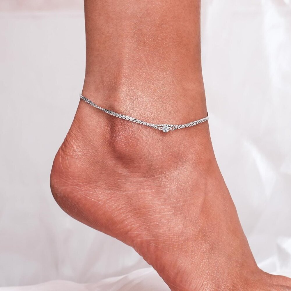 Sterling Silver Multilayer Anklet Womens Beach Jewelry Adjustable Clasp - Picture 2 of 8